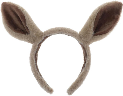 IPENNY 2 Pcs Womens Plush Animal Ears & Horns Headband Halloween Costume Hairbands Cartoon Headbands for Cosplay Makeup, Yoga