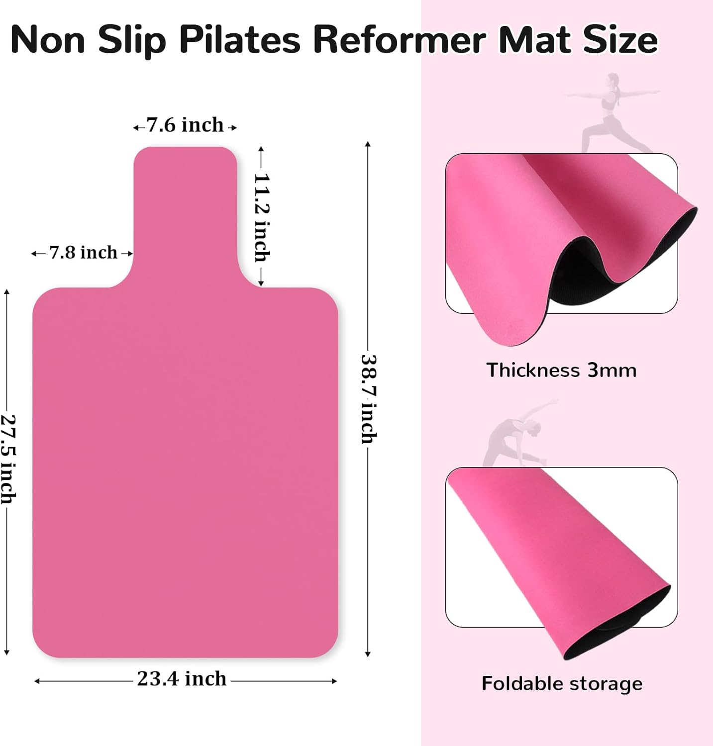 Non Slip Pilates Reformer Mat, Soft Fleece Surface Pilates Towel Mat, Pilates Mat with Multiple Equipment, Lightweight and Foldable, Wicking and Quick Drying for Yoga, Fitness