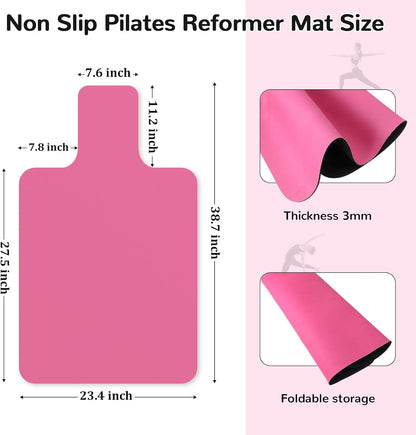 Non Slip Pilates Reformer Mat, Soft Fleece Surface Pilates Towel Mat, Pilates Mat with Multiple Equipment, Lightweight and Foldable, Wicking and Quick Drying for Yoga, Fitness