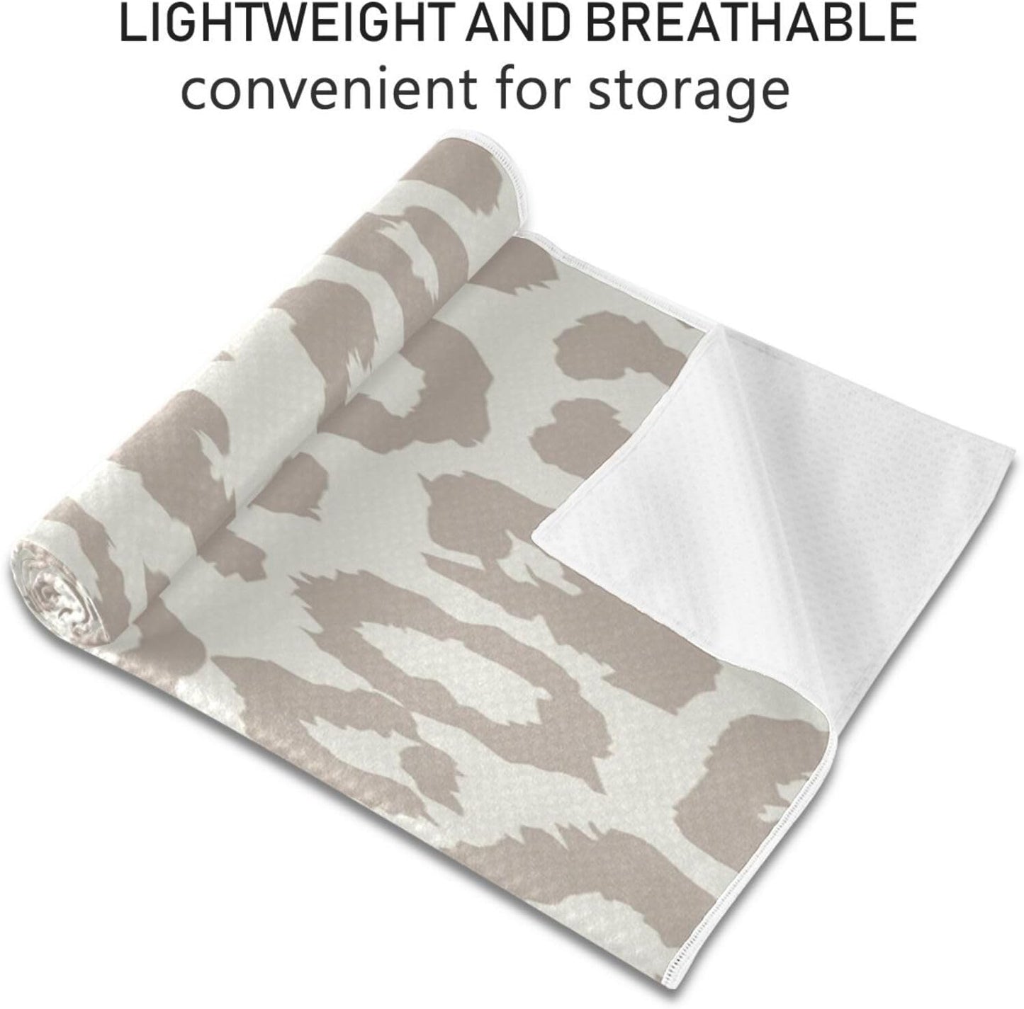 YETTASBIN Leopard Yoga Mat Towel, Non Slip Sweat Absorbent Hot Yoga Towel Portable Lightweight Travel Workout Towel with Storage Bag for Home Yoga, Pilates, Fitness 73x 27 Inch