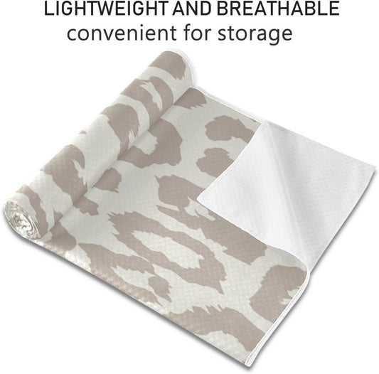 YETTASBIN Leopard Yoga Mat Towel, Non Slip Sweat Absorbent Hot Yoga Towel Portable Lightweight Travel Workout Towel with Storage Bag for Home Yoga, Pilates, Fitness 73x 27 Inch