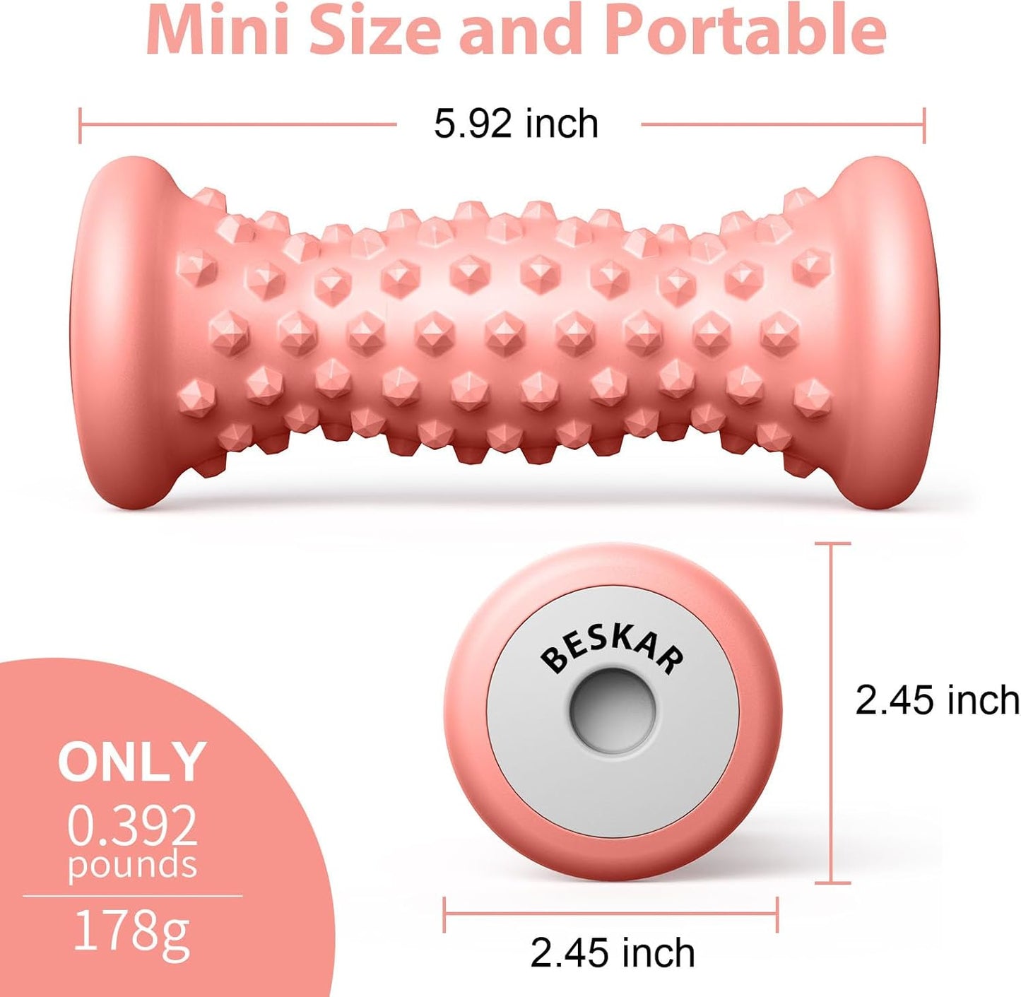 BESKAR Foot Massage Roller for Relief Plantar Fasciitis, Foot Reflexology Tool Pressure Point Massage Roller, Deep Tissue Massage for Relieving Feet Arch Heel Pain, Myofascial Pain Syndrome