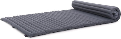 Leewadee - Kapok Roll Mat – Handcrafted Folding Sleep & Relaxation Mattress from Thailand, Ideal as Guest Bed, Camping Mat, Yoga Mat or Traditional Futon, 75 x 39 inches, Anthracite