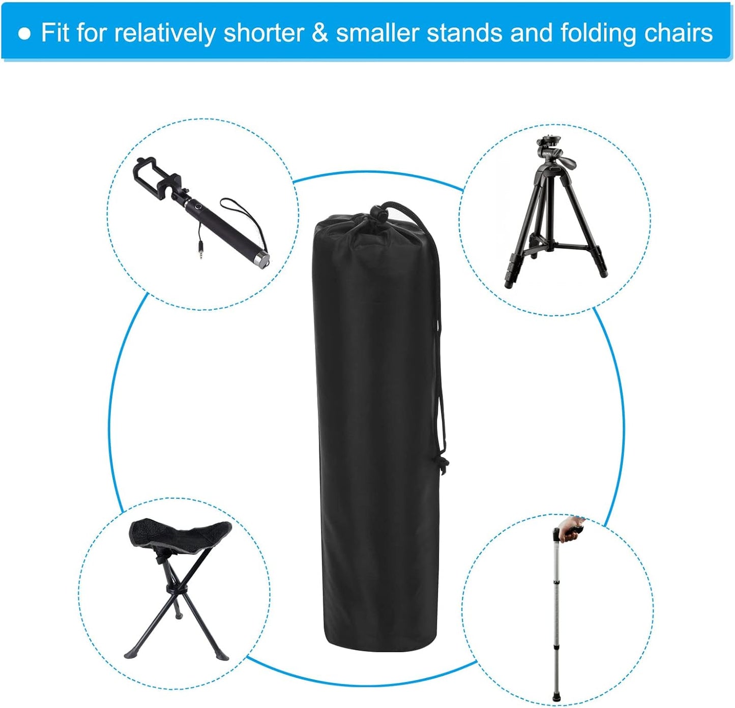 PATIKIL 18 Inch Ultra Mini Chair Replacement Bag, 2 Pack Nylon Foldable Tripod Carry Bag Storage Bag with Shoulder Strap for Outdoor Travel, Black