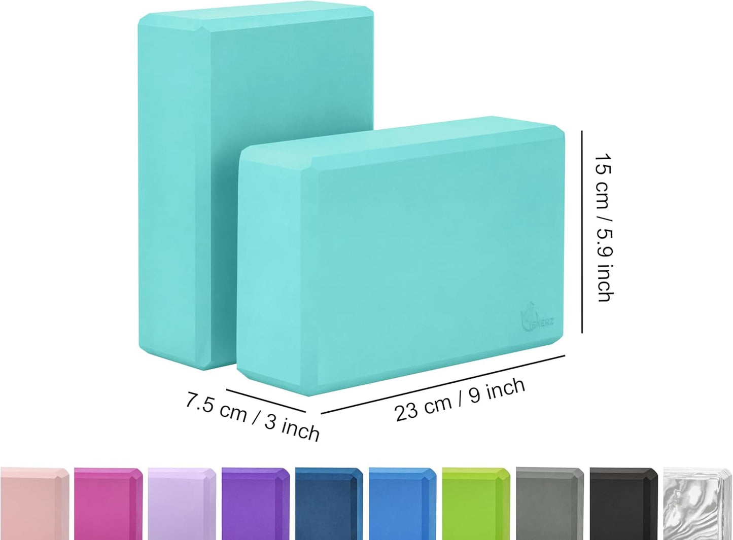 EXERZ Yoga Blocks 2 pack, Gym Blocks, Exercise Workout Fitness Bricks, Pilates Stretch Handstand Non-Slip