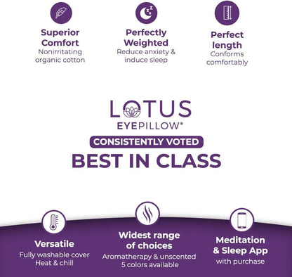 Weighted Lavender Eye Pillow for Women, NOLAVA Includes Free App Meditations, Migraine & Headache Relief, Microwave Hot or Cold Compress, Organic Cotton, French Lavender +Flax Seed, Yoga & Savasana