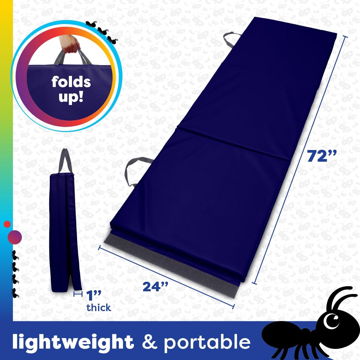 Antsy Pants Tumbling Mat for Kids – Gymnastics Mat, Easy to Clean, Sturdy, Foldable Tumbling Mats, Padded, Lightweight, Portable, Gymnastics Equipment for Active Play
