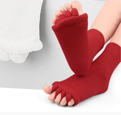 Women Toe Separator Socks Toeless Foot Alignment Socks for Yoga GYM Massage Pain Relief Improves Circulation Stretchy