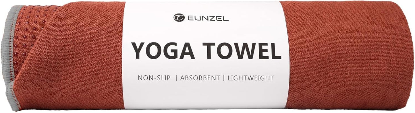 Eunzel Yoga Towel,Hot Yoga Mat Towel with Grip Dots Sweat Absorbent Non-Slip for Hot Yoga, Pilates and Workout 24" x72", Purple & Blue