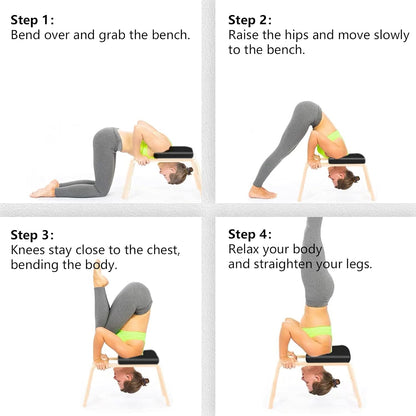 C-CHAIN Balanced Yoga Headstand Bench - Ideal for Workout, Fitness and Gym, for Both Beginner and Experience Yogis - Wood and PU Pads - Relieve Fatigue and Build Up Body