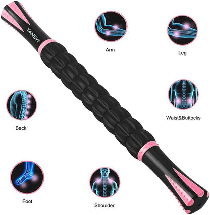 YANSYI Professional 9-Roller Deep Tissue Massage Stick - Portable Muscle Recovery Roller for Athletes, Relieves Post-Workout Soreness & Leg/Back Pain - Portable Physio Tool (Purple)