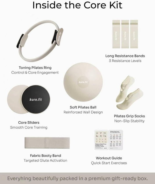 Pilates Kit for Women – Home Pilates Equipment Set with Ring, Ball & Resistance Bands | Pilates Starter Kit with Accessories in Gift Box