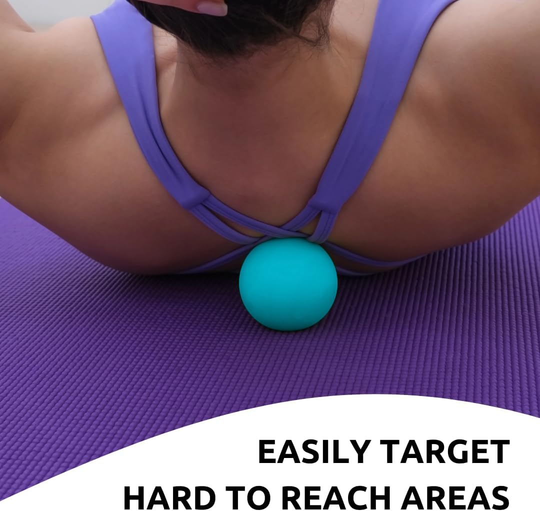 Massage Lacrosse Balls for Deep Tissue Relief - Trigger Point Therapy Ball Set for Plantar Fasciitis, Myofascial Release for Back, Shoulder, Foot - Massage Ball Roller - 2 Pack (Blue/Orange)