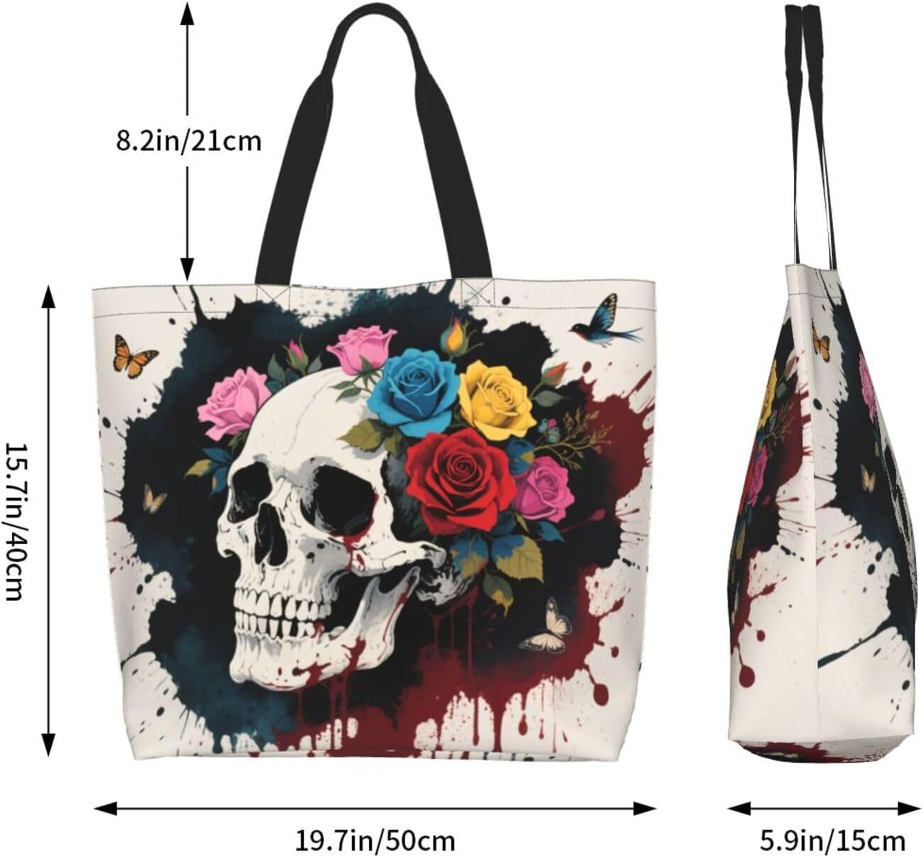 Tote Shoulder Bag Large Durable Reusable Eco-friendly Handbag Lightweight Stylish for Daily Use-19.7x15.7x5.9 Inch - Colors A