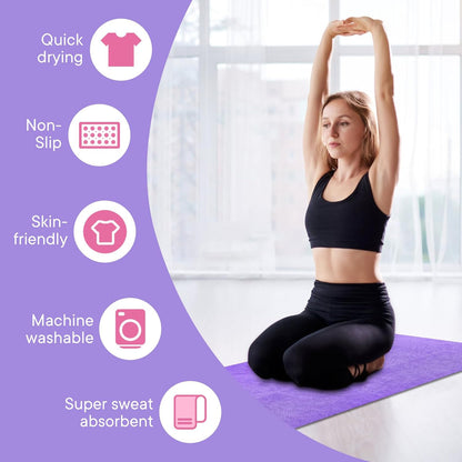 Hot Yoga Towel with Grip Dot, Non Slip Sweat Absorbent Microfiber Yoga Mat Towels for Hot Yoga, Pilates, Fitness and Workout 72inch x 24inch