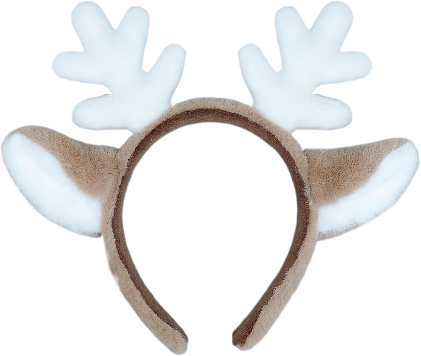 IPENNY 2 Pcs Womens Plush Animal Ears & Horns Headband Halloween Costume Hairbands Cartoon Headbands for Cosplay Makeup, Yoga