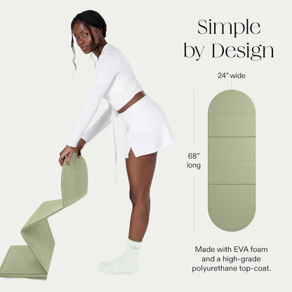 Bala Compact Workout Mat for Gym - 12MM Thick Slip-Resistant, Sweat Absorbing, & Foldable Yoga Mat for Pilates, Core Training & Exercise - Home Fitness Essentials for Women & Men - Travel-Friendly