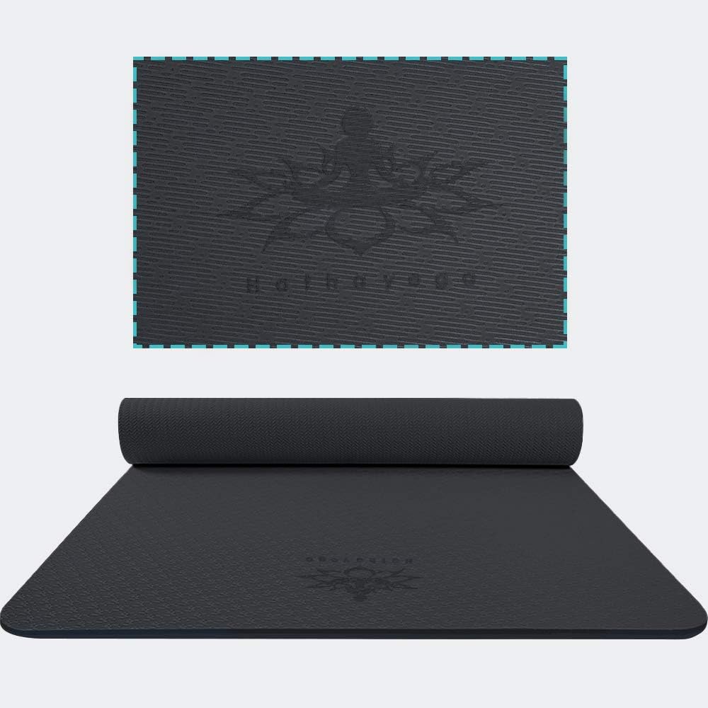 Hatha Yoga Extra Thick TPE Yoga Mat - 72"x 32" Thickness 1/2 Inch -Eco Friendly SGS Certified - With High Density Anti-Tear Exercise Bolster For Home Gym Travel & Floor Outside