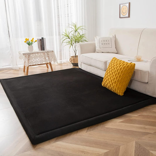 MAXYOYO Coral Velvet Area Rug, Thick Japanese Tatami Mat Living Room Carpet with Non-Slip Backing, Large Solid Color Mat for Bedroom Dormitory Yoga, Olive Green, 59"x 78"