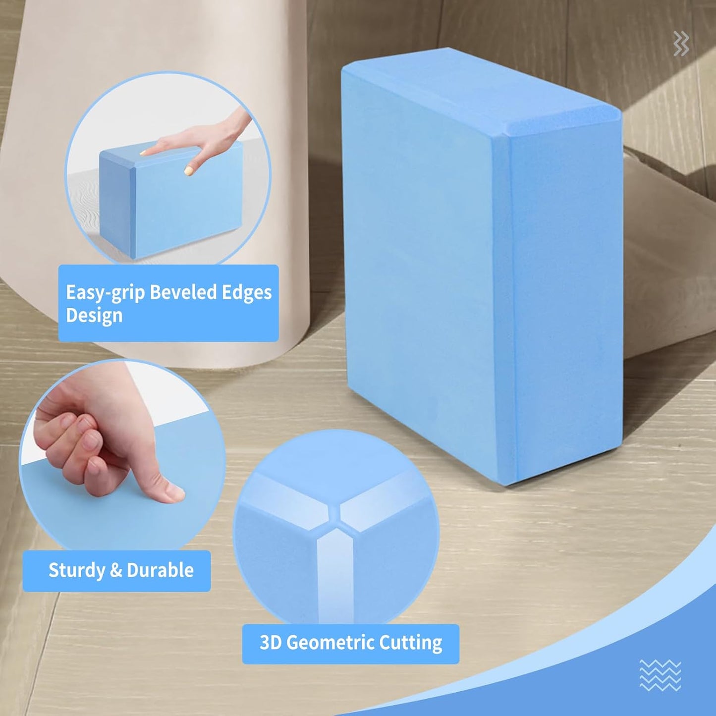 Yoga Blocks 2 Pack, 9"x6"x3" High-Density EVA Foam Yoga Block, Non-Slip Yoga Blocks for Yoga, Pilates Meditation, Stretching and Toning, Supportive, Latex-Free