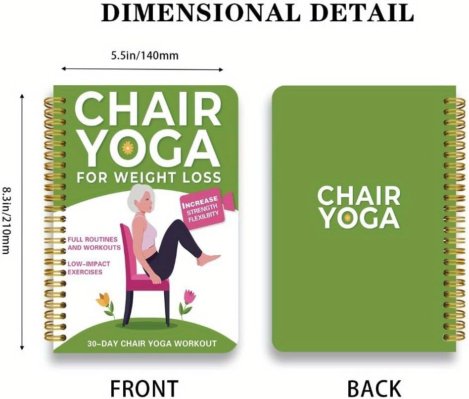 Chair Yoga for Seniors Over 60 Book & Chart, Chair Yoga for Weight Loss & Toning, 30-Day Challenge, Exercise Book for Seniors over 60 (Black)