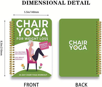 Chair Yoga for Seniors Over 60 Book & Chart, Chair Yoga for Weight Loss & Toning, 30-Day Challenge, Exercise Book for Seniors over 60 (Black)