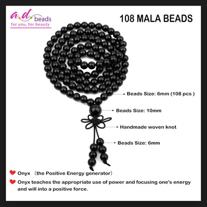 AD Beads 6mm 8mm 108 Prayer Mala Jasper Elastic Bracelet - Handmade Yoga Meditation Healing Power Energy Gifts for Unisex Adult.