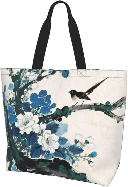 Tote Shoulder Bag Large Durable Reusable Eco-friendly Handbag Lightweight Stylish for Daily Use-19.7x15.7x5.9 Inch - Colors A