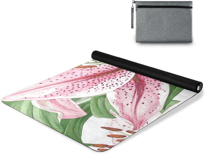 Guyana Regia Lily Beauty Summer Flower printed yoga and pilates mat natural rubber non slip,Thick 1 mm with bags tapete para ejercicio 71x26 inches For hot yoga