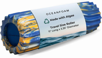 Oceanfoam Ripple Travel Foam Roller (11" x 3.35") Firm Mini Foam Roller for Physical Therapy, Deep Tissue Massage, Back Pain - High Density, Ergonomic Wave Textured - Yoga, Pilates, Exercise (Natural) - Colors B