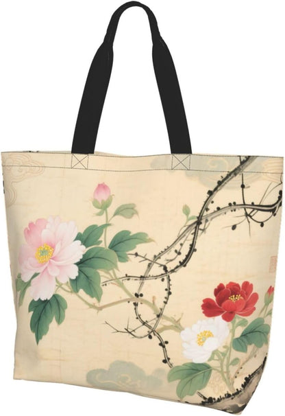 Tote Shoulder Bag Large Durable Reusable Eco-friendly Handbag Lightweight Stylish for Daily Use-19.7x15.7x5.9 Inch - Colors A