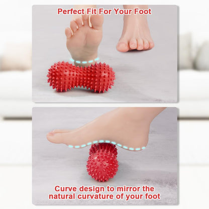 URAQT Spiky Massage Ball Set, 2 Pack Physical Therapy Massage Balls, Hard Lacrosse Ball & Spiky Massage Ball for Myofascial Release and Trigger Point Deep Tissue Massage (Red)