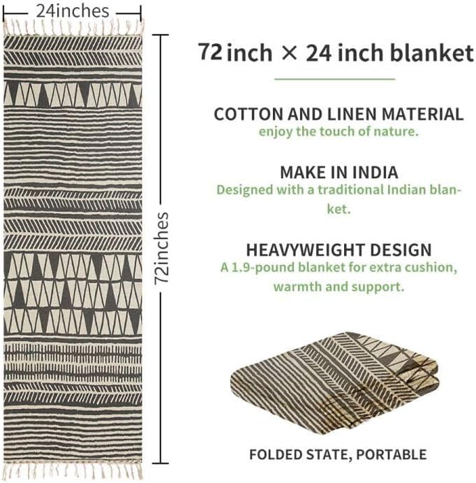 nuveti Cotton Yoga Mat - Absorbent, Grippy Tight Weave, Ashtanga & Hot Yoga Rug, Helps with Slippery Hands & Feet