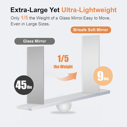 brisafe 67"x24" Ultra-Light Mobile Floor Mirror with 360° Wheels, 0.04mm Shatterproof Nano Film for Home Gym/Yoga/Dance Studio & Commercial Use | 60% Insurance Savings | Black