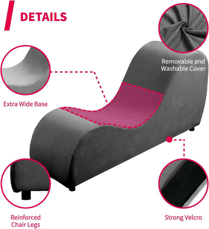 MUZZ Yoga Chairs for Adults, Velvet Yoga Chaise Lounge for Adult Exercise, Stretching, Relaxation, Modern Curved Tantra Chairs for Bedroom,Living Room(Dark Grey)