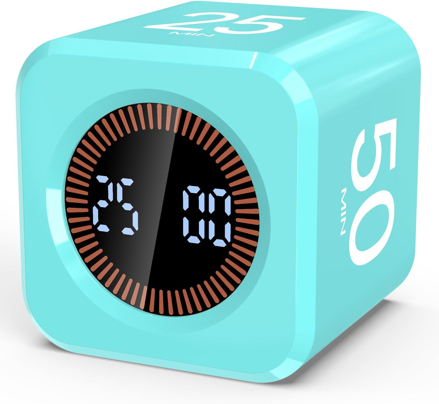 Digital Pomodoro Timer Cube 5/10/25/50min, Visual Productivity Flip Timer for Kids Classroom Desk, Custom Countdown, Silent and Sound Mode for ADHD Study Work Game Kitchen (Black)