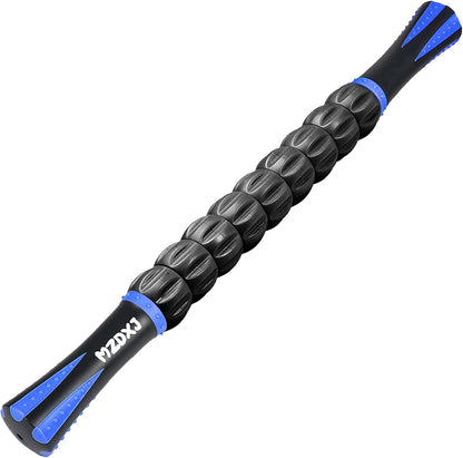 Muscle Roller Massage Roller Stick- Deep Tissue Fascia Blaster for Myofascial Pain Relief, Lymphatic Drainage & Body Sculpting, Handheld Physical Therapy & Recovery Tool (Gray black-18 inch)