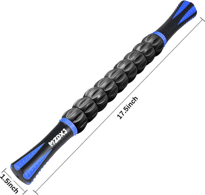 Muscle Roller Massage Roller Stick- Deep Tissue Fascia Blaster for Myofascial Pain Relief, Lymphatic Drainage & Body Sculpting, Handheld Physical Therapy & Recovery Tool (Gray black-18 inch)