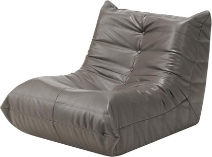 Hobestluk Giant Bean Bag Chair Lazy Floor Sofa, Memory Foam Fireside Sofa for Adults, Big Beanbag Faux Leather Armless Chair for Living Room Bedroom Dorm Office (Brown, Single)