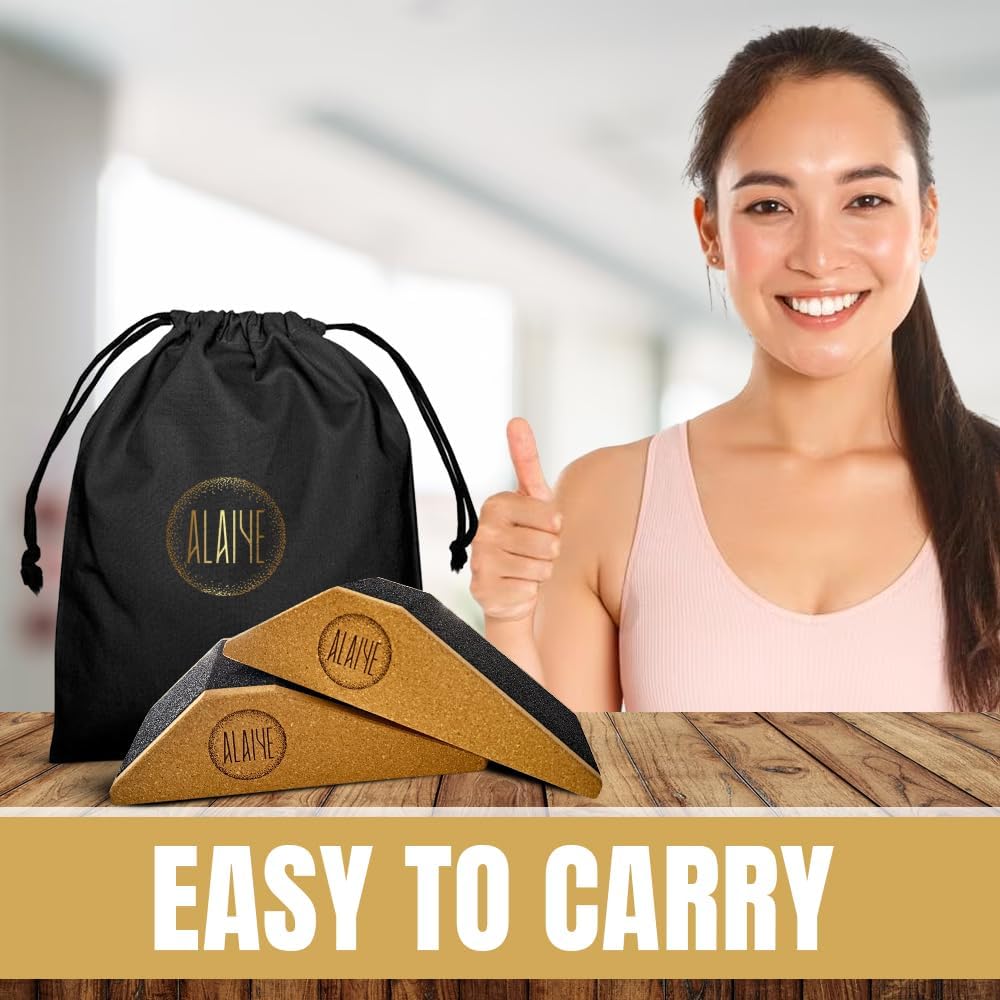 Squat Wedge Blocks (Set of 2) – Non-Slip Slant Boards for Lower Body Workouts Ankle and Calf Stretching - Yoga Blocks, Designed to Elevate Heels and Squat Support - Includes Carry Bag