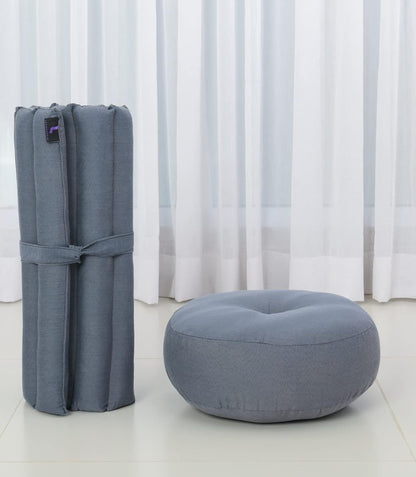 Leewadee Meditation Cushion Set – 1 Small Zafu Yoga Pillow and 1 Small Roll-Up Zabuton Mat Filled with Kapok