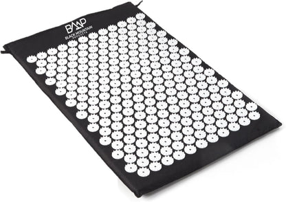Black Mountain Products Acupressure Mat with Pillow & Carrying Bag - Acupressure Mat for Trigger Pt. Massage Therapy, Black