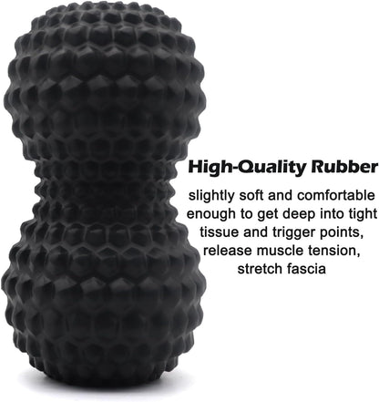 KITWILD Peanut Massage Ball, Double Lacrosse Massage Roller Ball for Deep Tissue Muscle Massage, Physical Therapy, Myofascial Release, Muscle Knots, and Yoga Therapy (Black)