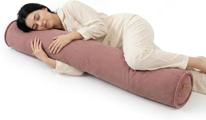 Corduroy Body Pillow, Round Bolster Cylinder Pillow for Adults, Soft Long Support Pillow for Bed & Sofa, Removable Washable Cover,59 x 7.87 Inches,Peacock Blue