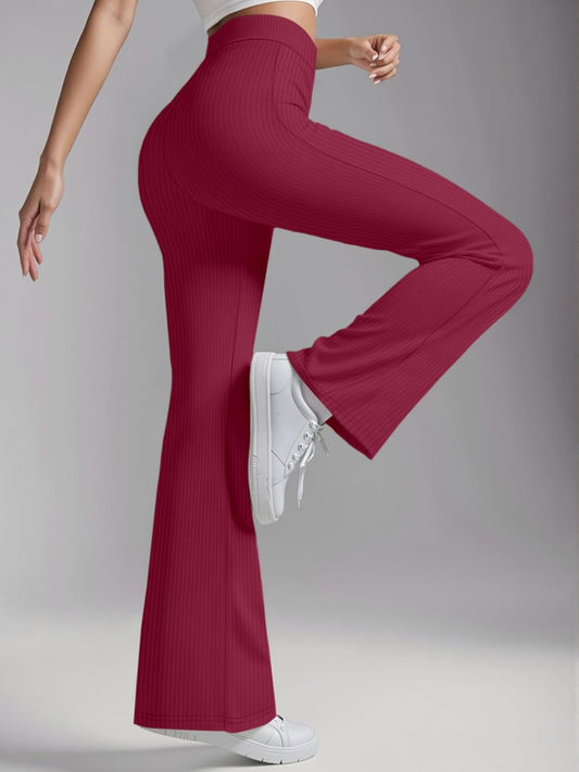 Leggings Women Clothing - Flare Yoga Pants Ribbed High Waist Stretchy Butt Lifting for Gym Casual
