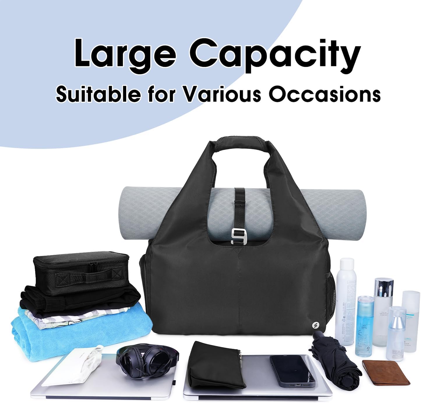 sportsnew Yoga Gym Bags for Women with Shoes Compartment & Wet Dry Storage Pockets & Adjustable Yoga Mat Holder, Patent Pending