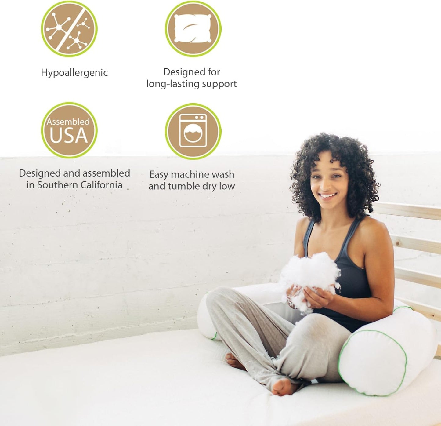 Sleep Yoga 2-Pack Pillow Cover Case Multi-Position Body Pillow - Hypoallergenic, Machine Washable - Gray 2PK