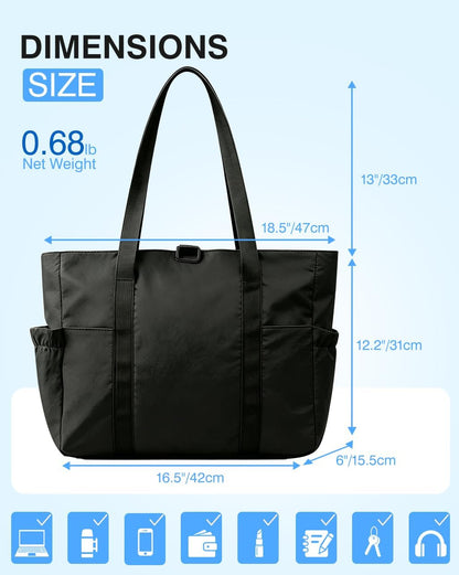 Tote Bag for Women, 26L Capacity Travel Purses Work Bag, Small Zipper Tote Bag for Travel Nurse Gym Teacher