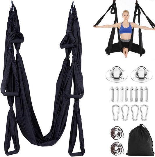 Aerial Trapeze Yoga Hammock Kit - Ultra Strong Antigravity Yoga Flying Sling Inversion Swing Tool Set