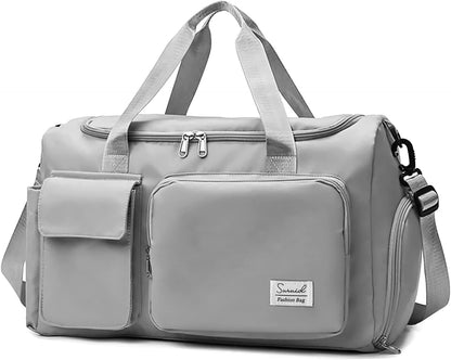 Suruid Travel Yoga Duffel Bag with Shoes Compartment Sports Gym Handbag with Dry Wet Separated Pocket for Training Men and Women, Overnight /Weekender Bag - Pink
